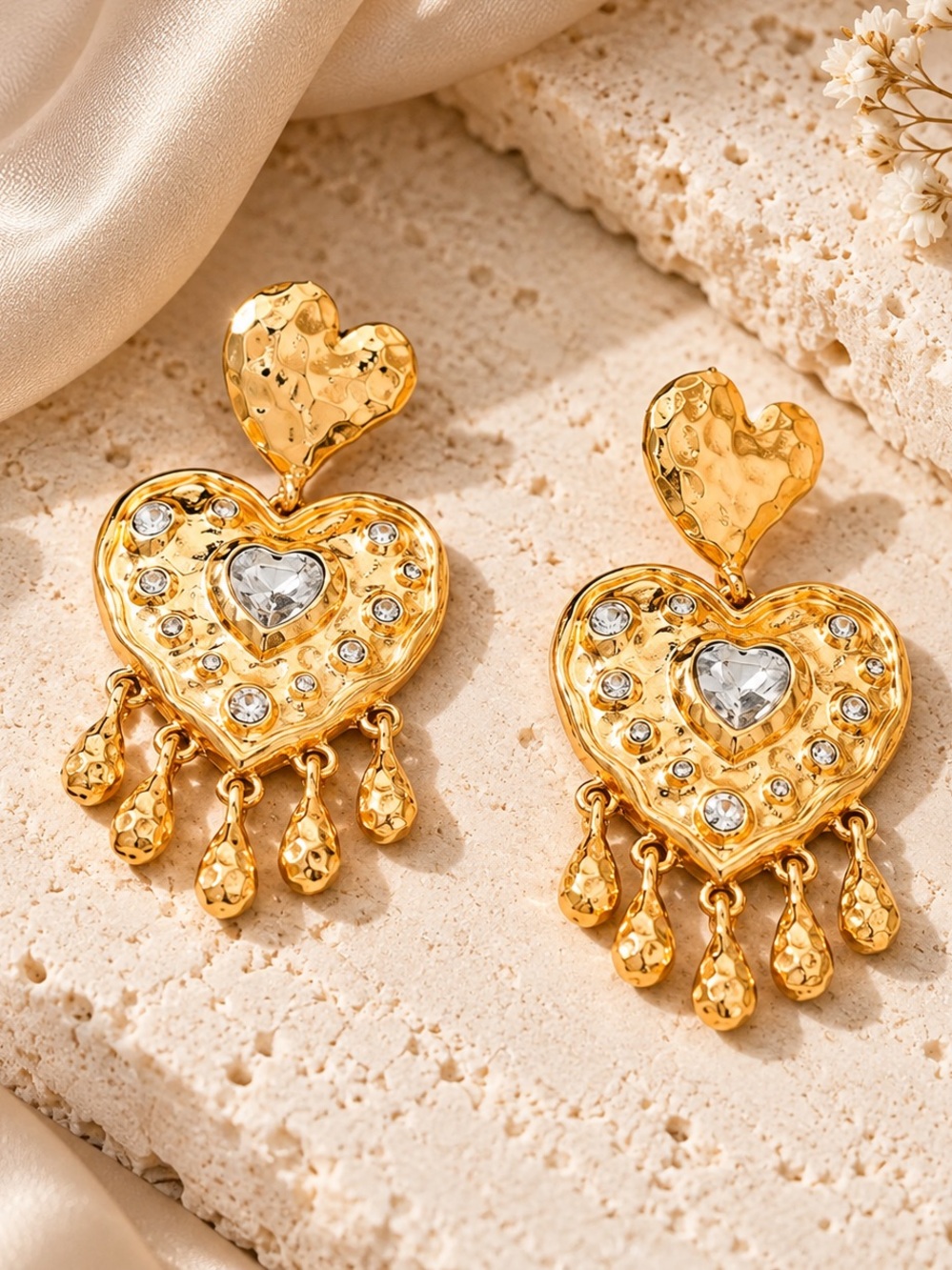 Baroque Gold Heart Statement Earrings | Romantic Maximalist